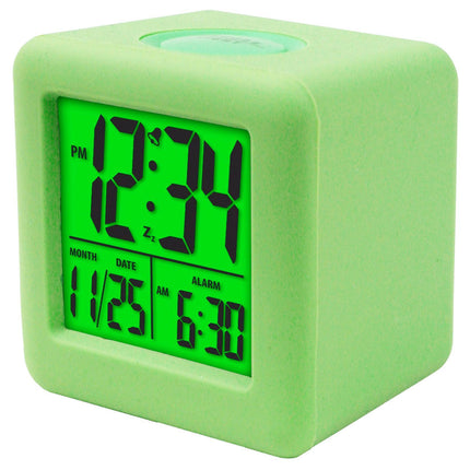 Digital Clock Shock-proof Snooze Function Silicon Cover Electrical LED Clock Household Supplies - Green.