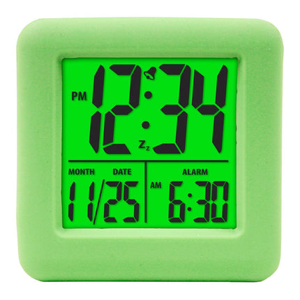 Digital Clock Shock-proof Snooze Function Silicon Cover Electrical LED Clock Household Supplies - Green.