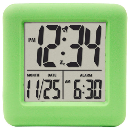 Digital Clock Shock-proof Snooze Function Silicon Cover Electrical LED Clock Household Supplies - Green.