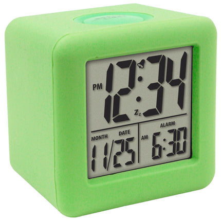 Digital Clock Shock-proof Snooze Function Silicon Cover Electrical LED Clock Household Supplies - Green.
