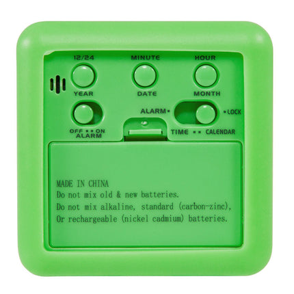 Digital Clock Shock-proof Snooze Function Silicon Cover Electrical LED Clock Household Supplies - Green.