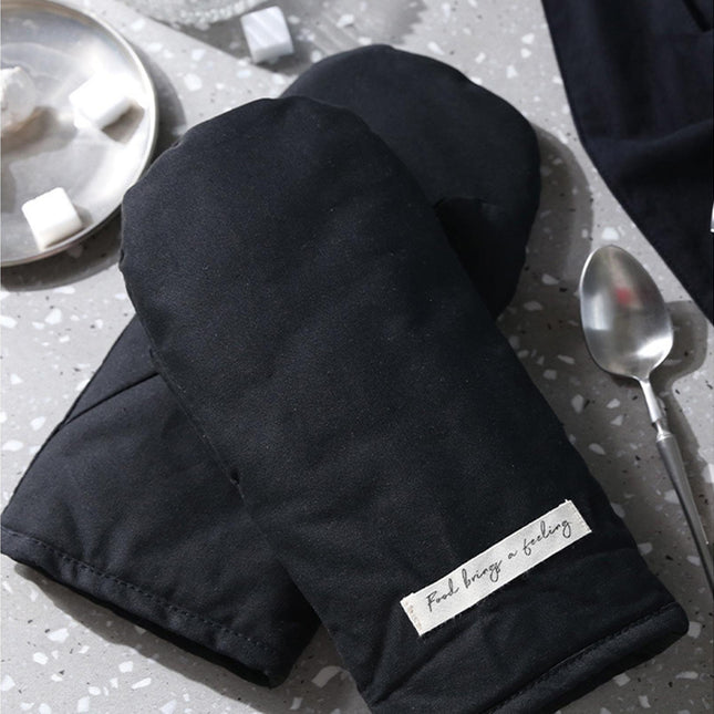 Heat Insulated Glove Cotton Grilling Gloves-Black.