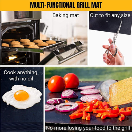 1/3/5Pcs Heat Resistant Non Stick BBQ Grill Mat PTFE Barbecue Pad Picnic Tools-3pcs.