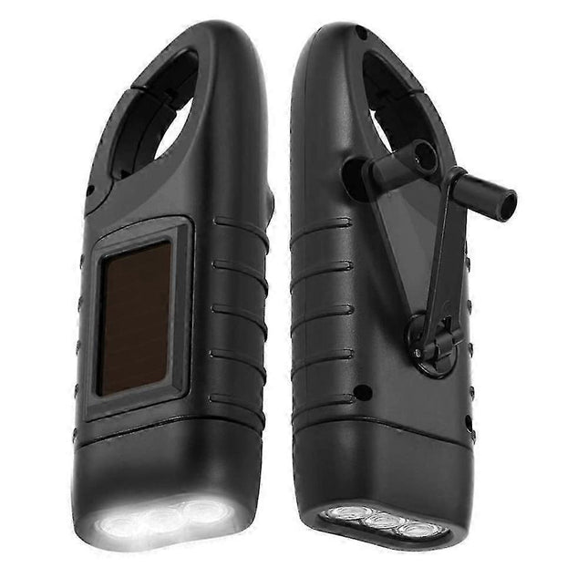 2pcs Hand-Crank Solar Flashlights Emergency Mini LED Torch for Survival Kits.