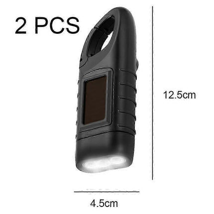 2pcs Hand-Crank Solar Flashlights Emergency Mini LED Torch for Survival Kits.