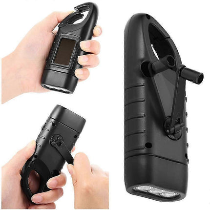 2pcs Hand-Crank Solar Flashlights Emergency Mini LED Torch for Survival Kits.