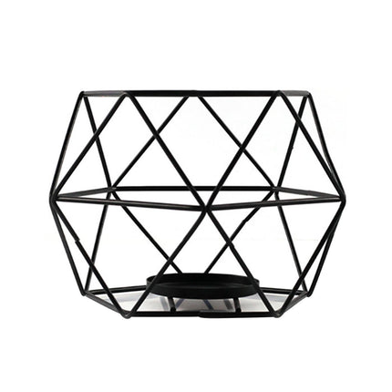 Nordic Style 3D Geometric Wrought Rack Candle Holder Candlestick Home Decoration-Black.