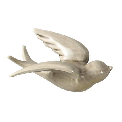 Attractive Hanging Pendant Widely Use Ceramic 3D Bird Shape Wall Crafts Ornaments for Home-Grey S.