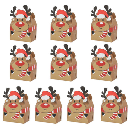 10Pcs/Set Hand-carrying Cake Box Kraft Paper Gift Box-Brown.