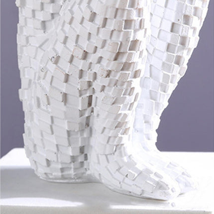 Abstract Thinker Statue Waterproof Resin Artistic Inspiration Thinker Sculpture Patio Decor-White.