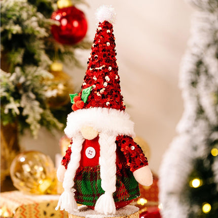 Christmas Plush Doll Window Dressing Ornament for Festival-Red Berries.