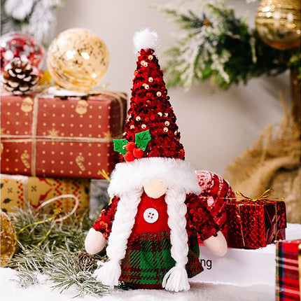 Christmas Plush Doll Window Dressing Ornament for Festival-Red Berries.