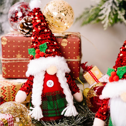 Christmas Plush Doll Window Dressing Ornament for Festival-Red Berries.