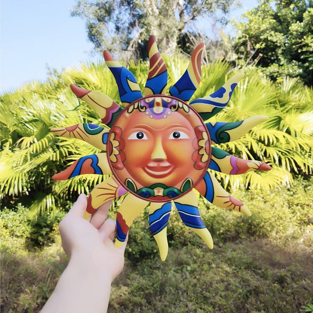 Wall Sculpture Sun Face Pattern for Living Room-Yellow.