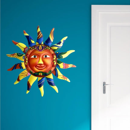 Wall Sculpture Sun Face Pattern for Living Room-Yellow.