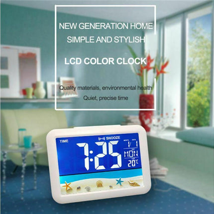 LCD Big Color Screen Home Office Temperature Display Monitor Digital Alarm Clock - Grassland Pattern.