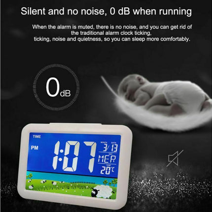 LCD Big Color Screen Home Office Temperature Display Monitor Digital Alarm Clock - Grassland Pattern.