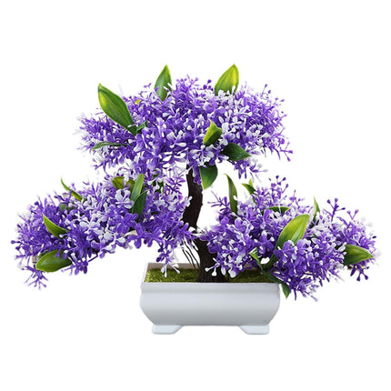 Artificial Plant Eye-catching Anti-fade Plastic Desktop Fake Potted Plants Ornaments for Home-Purple.