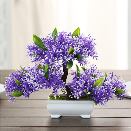 Artificial Plant Eye-catching Anti-fade Plastic Desktop Fake Potted Plants Ornaments for Home-Purple.