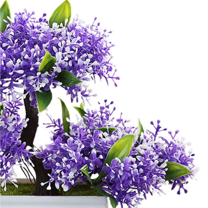 Artificial Plant Eye-catching Anti-fade Plastic Desktop Fake Potted Plants Ornaments for Home-Purple.