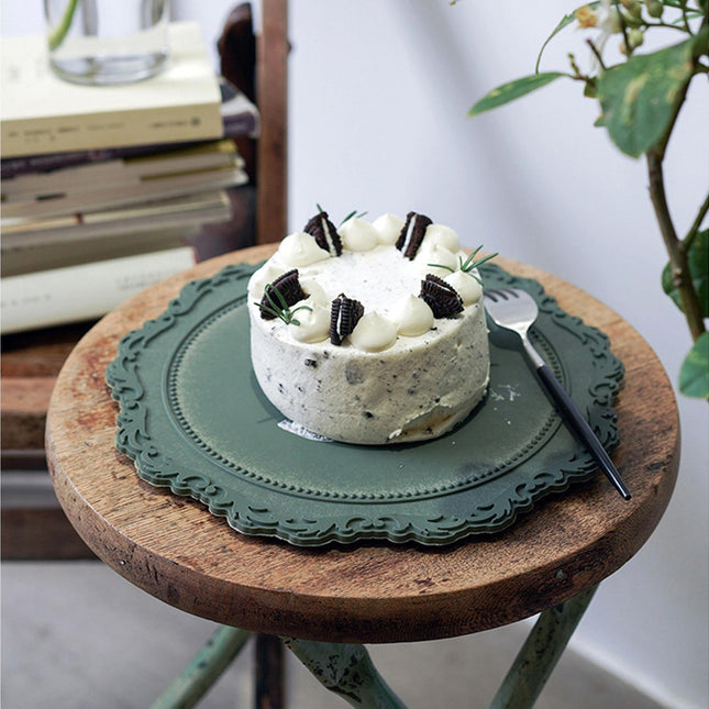 Vintage Lace Decor Serving Tray Retro Style Beautiful ABS Resin Coffee Tray for Home-Atrovirens.