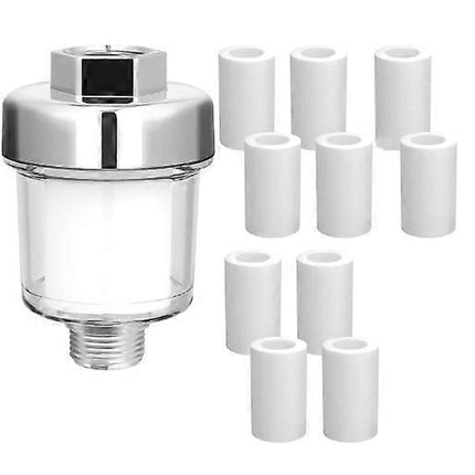 Universal Shower Tap Filter, Anti-Limescale Purifier, Silver Transparent.