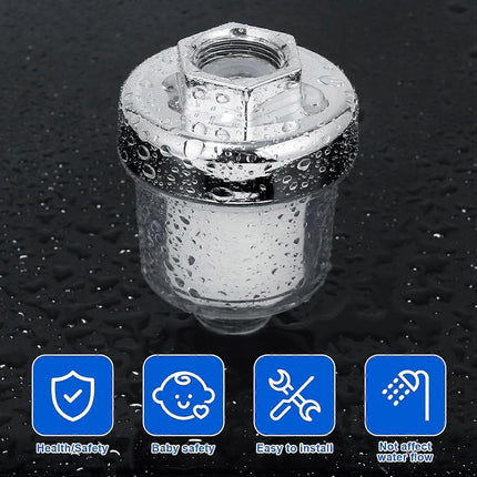 Universal Shower Tap Filter, Anti-Limescale Purifier, Silver Transparent.