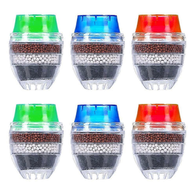 6pcs Mini Faucet Water Filters, Activated Carbon, Anti-Limescale Round Filters.