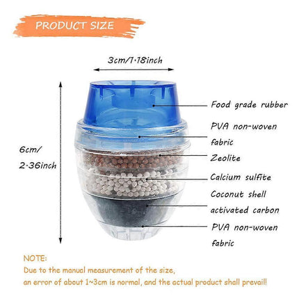 6pcs Mini Faucet Water Filters, Activated Carbon, Anti-Limescale Round Filters.