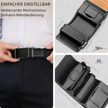 Men's 130cm Leather Ratchet Belt, Adjustable Slide Buckle.