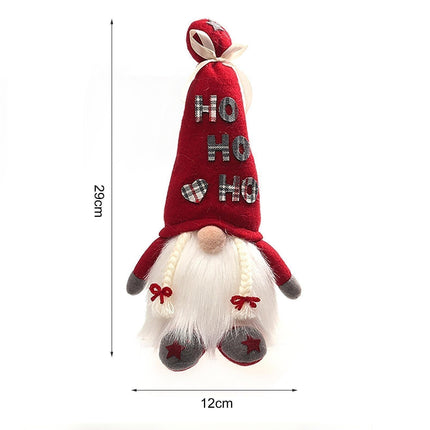 Creative Dwarf Shape LED Doll Decor Cute Exquisite Flannel Doll Display for Home-Red.