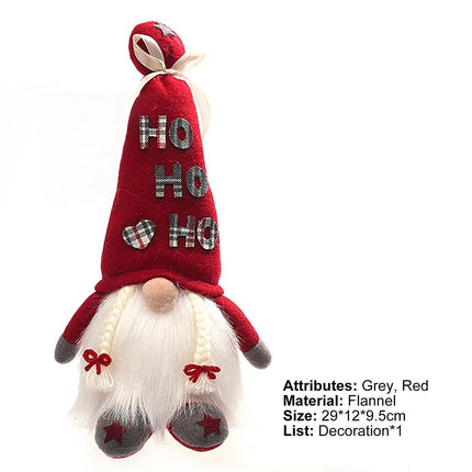 Creative Dwarf Shape LED Doll Decor Cute Exquisite Flannel Doll Display for Home-Red.