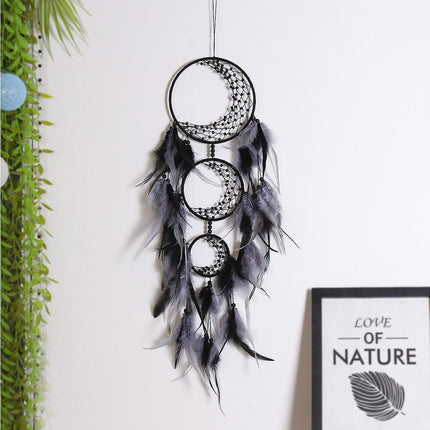 Feather Dream Catcher Home Decor-Black.