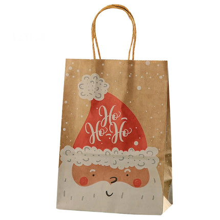 12Pcs/Set Gift Pouch Handle Design Tear Resistant Paper Merry Christmas Printed Candy Bag for Home-L.