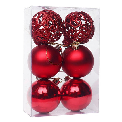 6Pcs 8cm Xmas Tree Pendant-Red 8 cm.