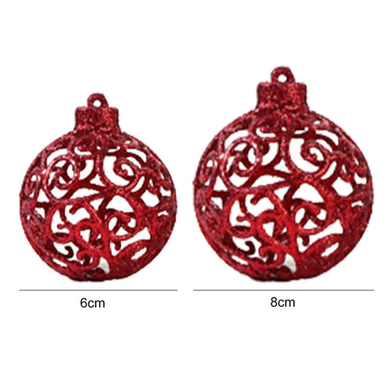 6Pcs 8cm Xmas Tree Pendant-Red 8 cm.