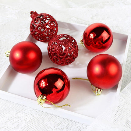 6Pcs 8cm Xmas Tree Pendant-Red 8 cm.