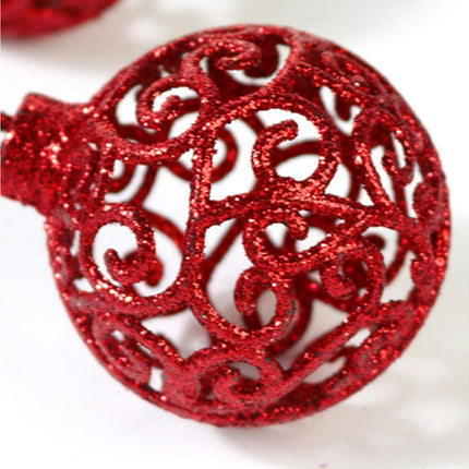6Pcs 8cm Xmas Tree Pendant-Red 8 cm.