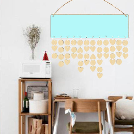 Wooden Wall Hanging DIY Calender Birthday Reminder Plaque Pendant Home Decor- F.