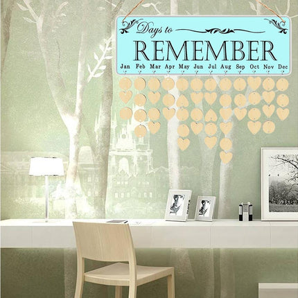 Wooden Wall Hanging DIY Calender Birthday Reminder Plaque Pendant Home Decor- F.