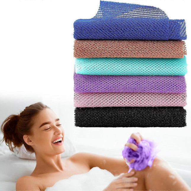 6pcs African Long Net Sponge, Exfoliating Shower Body Back Scrubber.