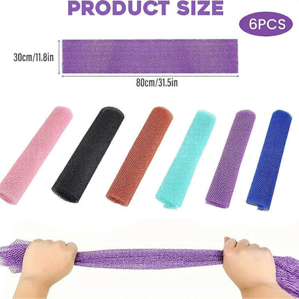 6pcs African Long Net Sponge, Exfoliating Shower Body Back Scrubber.