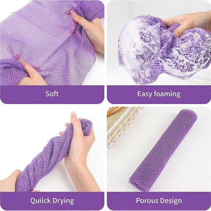 6pcs African Long Net Sponge, Exfoliating Shower Body Back Scrubber.