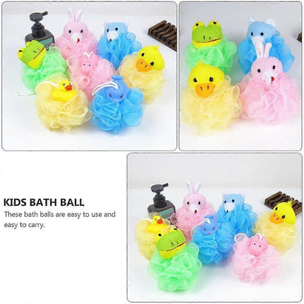 4pcs Bath Ball Sponge with Soft Toy & Net Soap Bags - Babies Designs.
