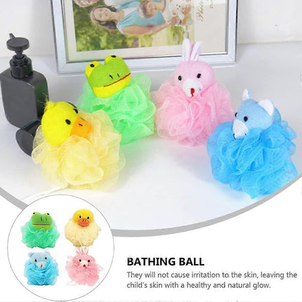 4pcs Bath Ball Sponge with Soft Toy & Net Soap Bags - Babies Designs.