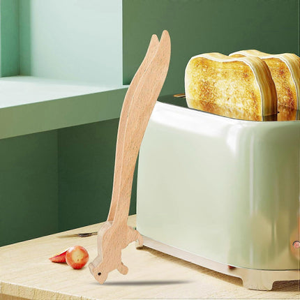 2pcs Wooden Toaster Tongs for Bread and Appetizers.