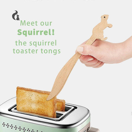 2pcs Wooden Toaster Tongs for Bread and Appetizers.
