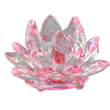 Artificial Quartz Crystal Lotus Flower Figurine Wedding Party Decor Souvenir-Pink.