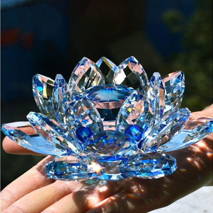 Artificial Quartz Crystal Lotus Flower Figurine Wedding Party Decor Souvenir-Pink.