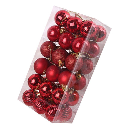36Pcs Christmas Tree Balls Festival Home Party Mall Xmas Hanging Decor Ornament-Red.